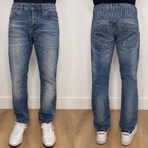 Kaporal Euro Jeans Mens Regular Fit Blue Denim Jeans Size 34 Straight Leg